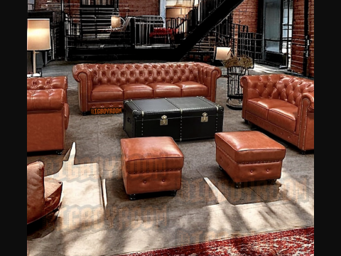 雲林斗六｜企業招待空間：Chesterfield Style B，經典棕，硬派紳士風格